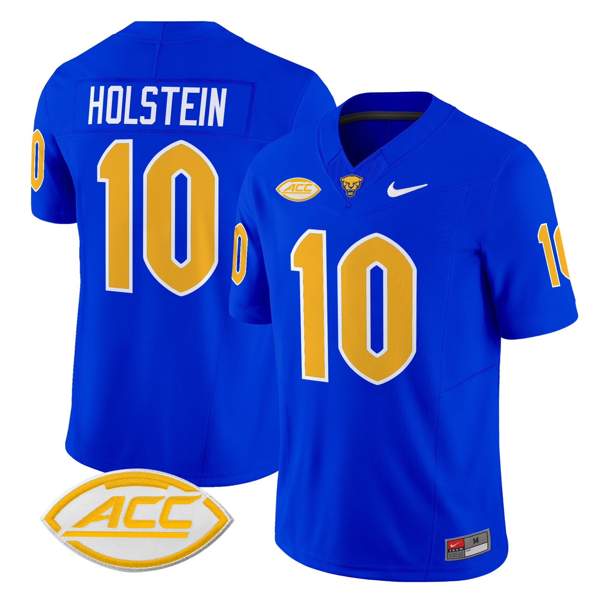 Men Pittsburgh Panthers #10 Holstein Blue Nike 2024 Vapor Limited NCAA Jersey style 1
